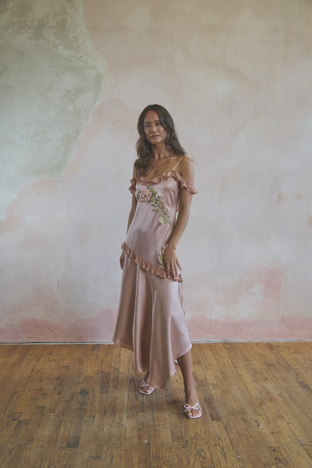 Roseline Asymmetrical Silk Dress