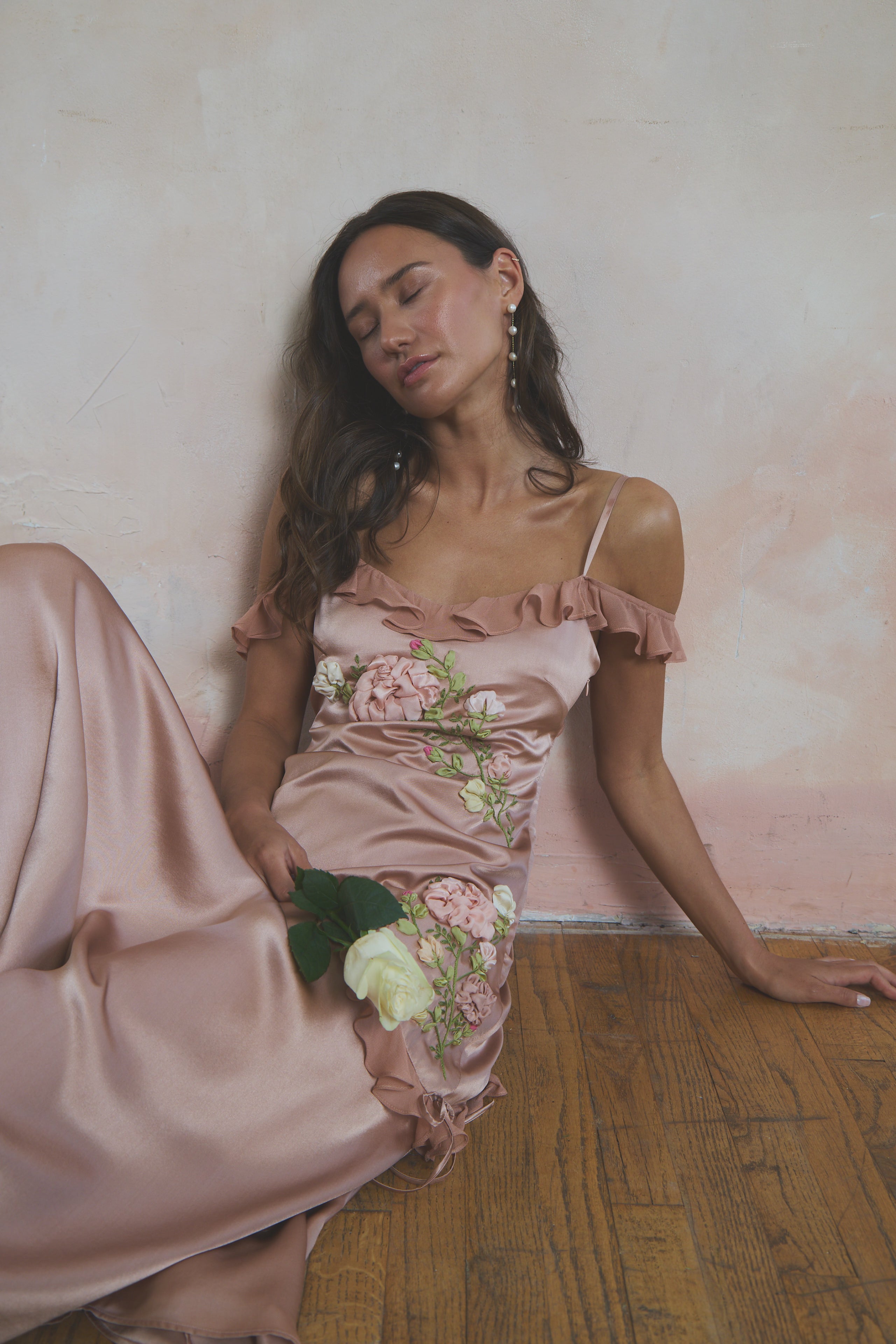 Roseline Asymmetrical Silk Dress