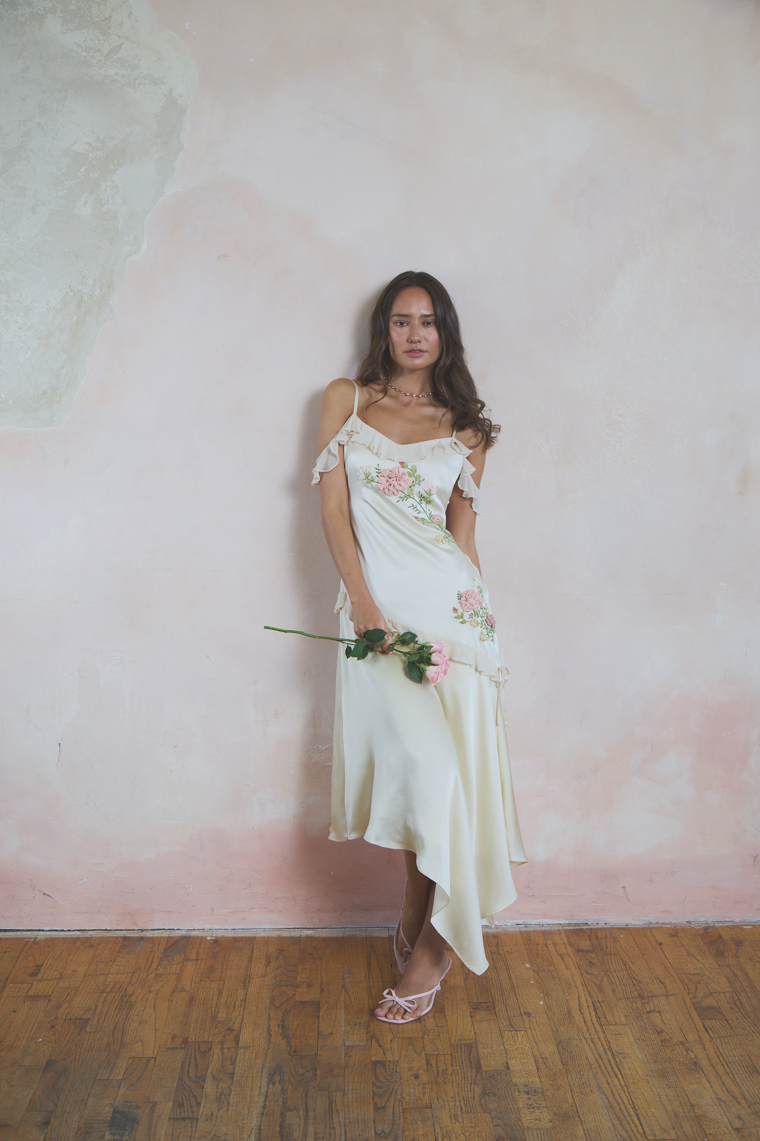Roseline Asymmetrical Silk Dress