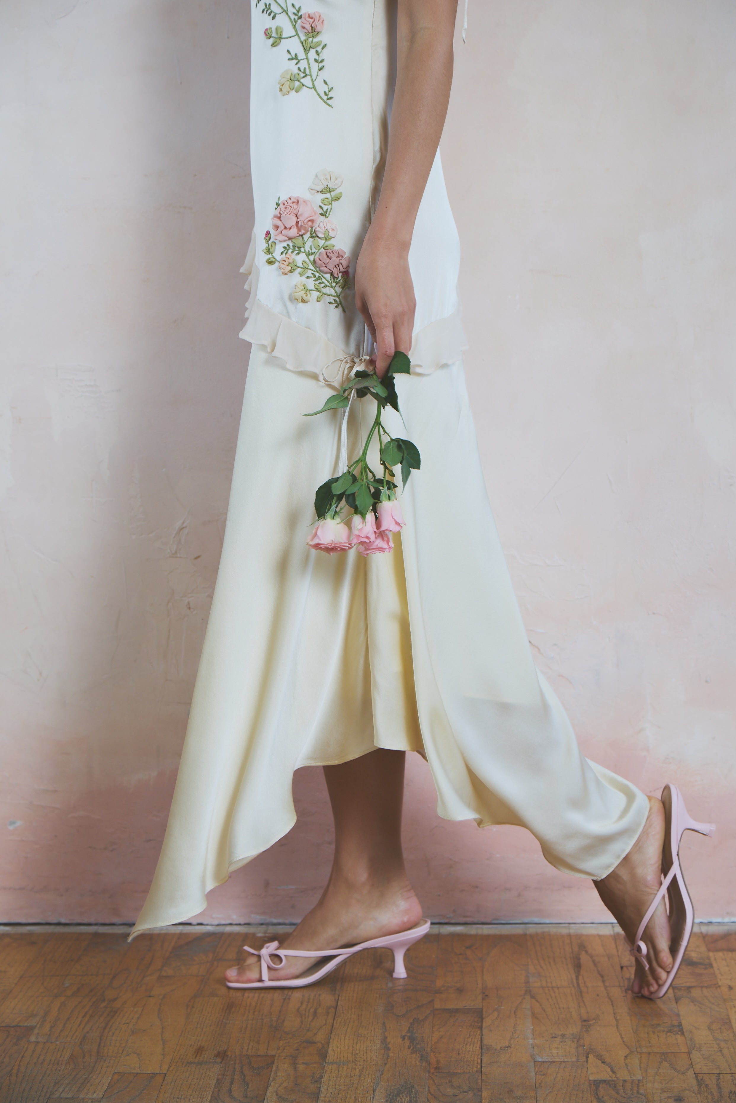 Roseline Asymmetrical Silk Dress