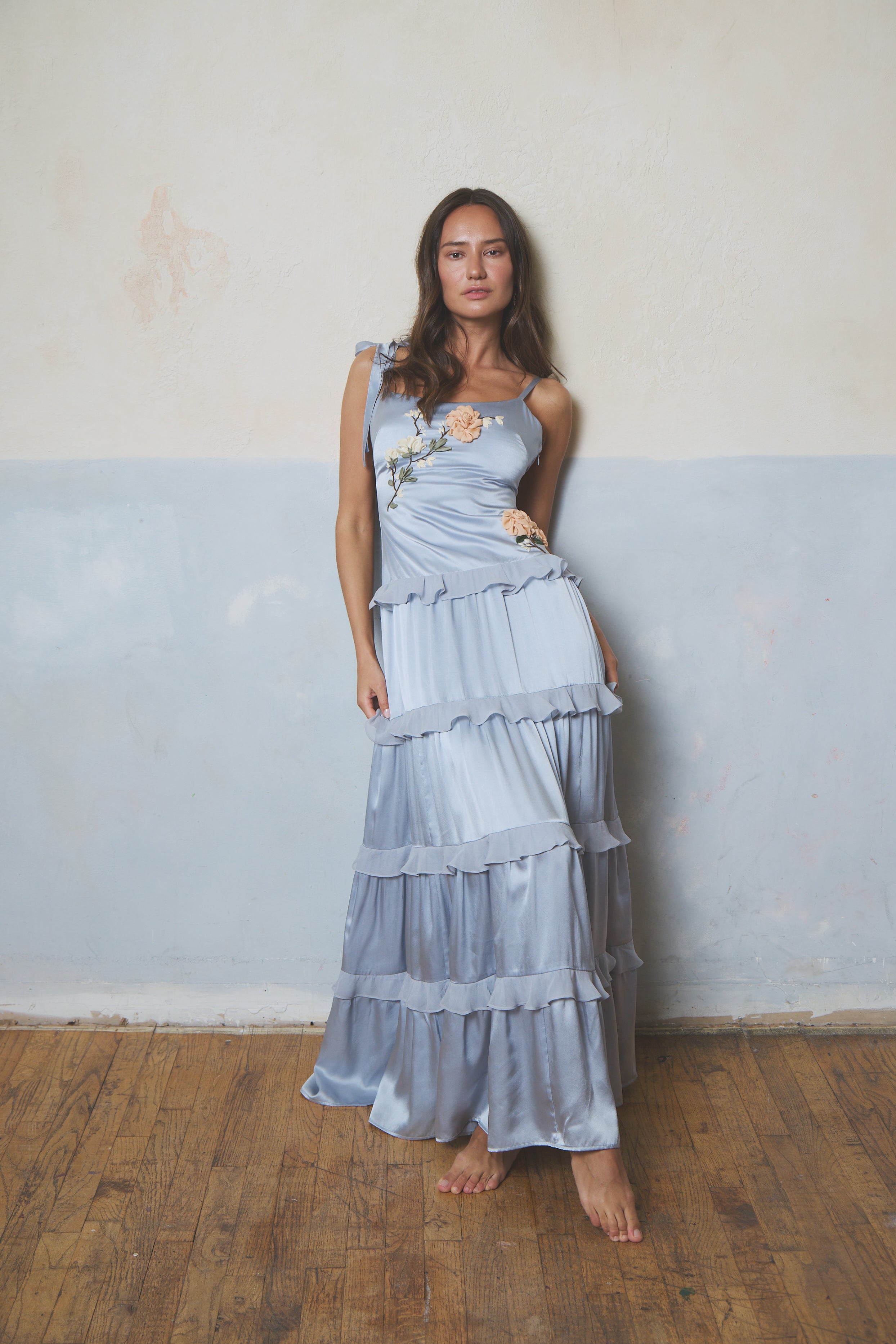 Colette Tiered Silk Gown