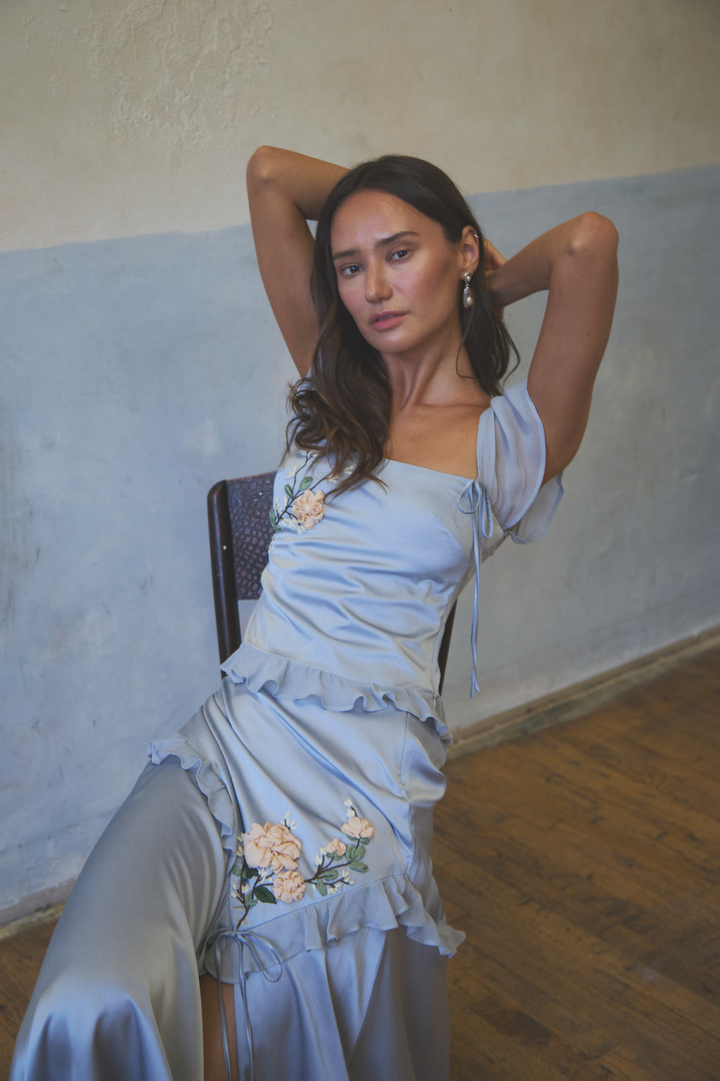 Célestine Flutter Sleeve Silk Top