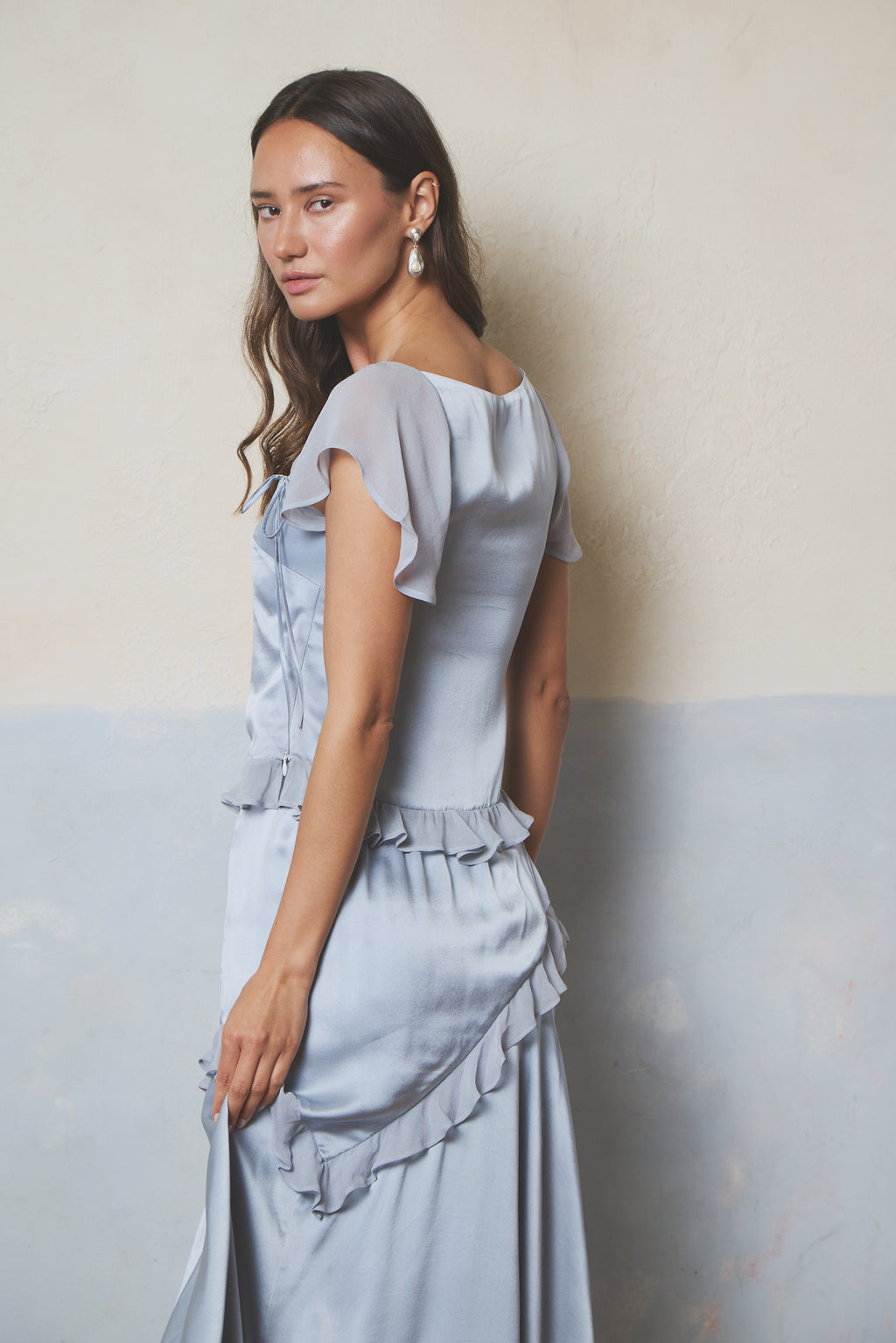 Célestine Flutter Sleeve Silk Top