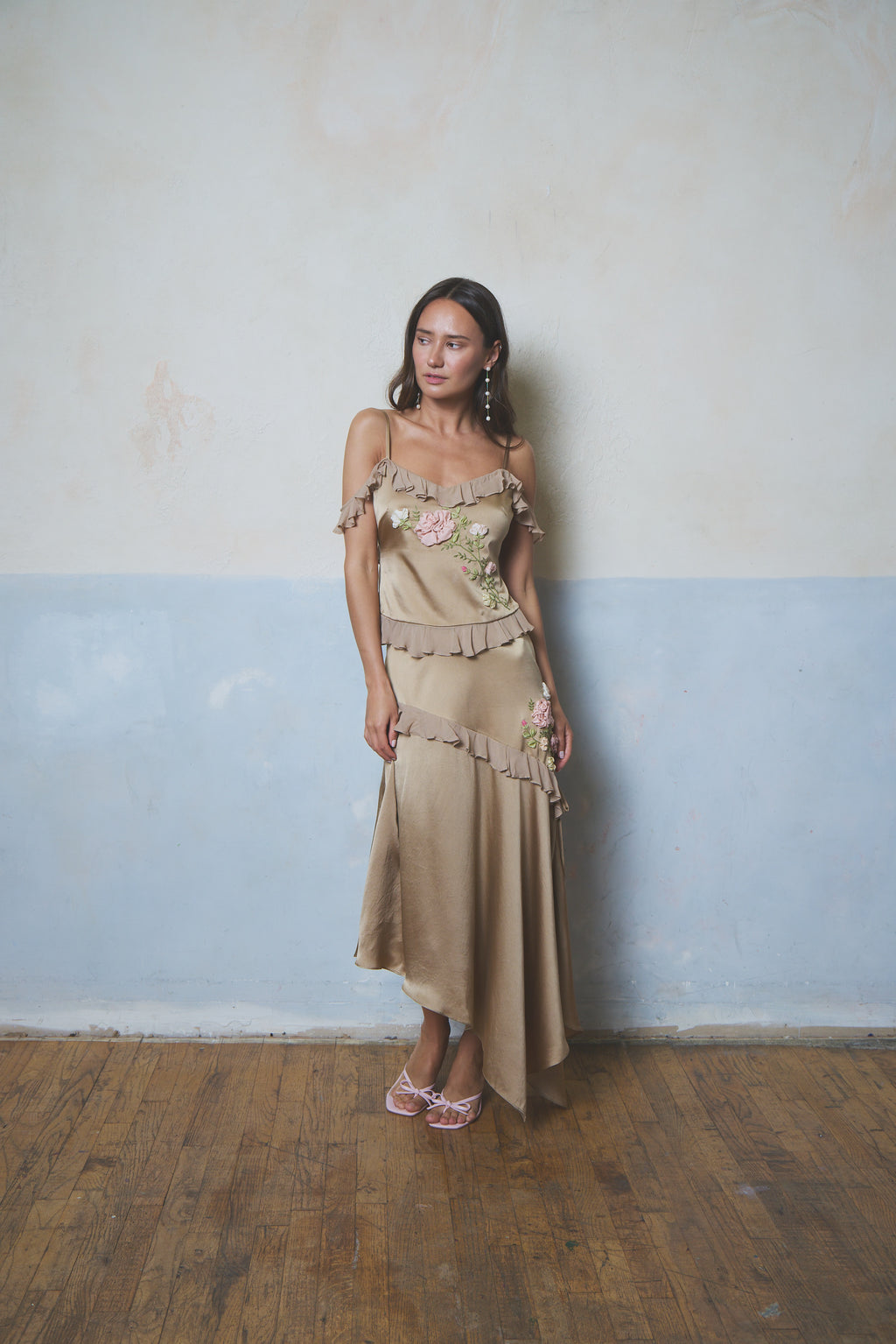 Roseline Asymmetrical Silk Skirt